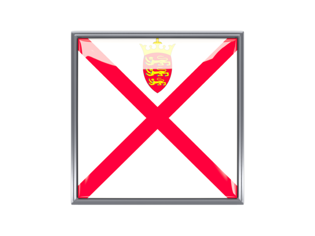 Metal framed square icon. Download flag icon of Jersey at PNG format
