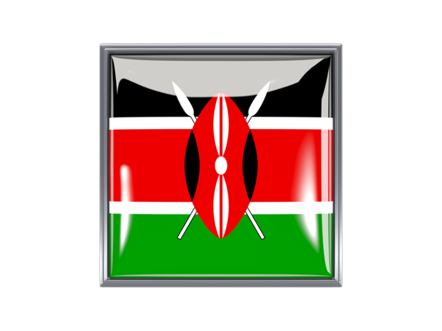 Metal framed square icon. Download flag icon of Kenya at PNG format