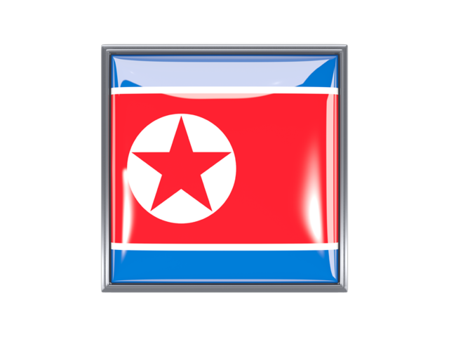 Metal framed square icon. Download flag icon of North Korea at PNG format