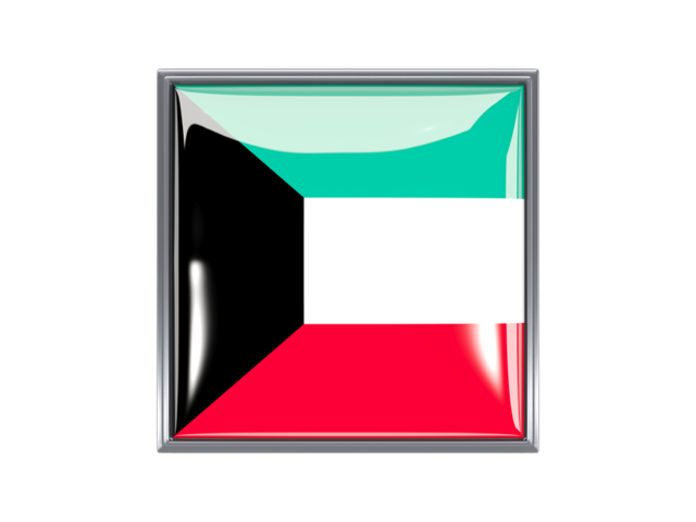 Metal framed square icon. Download flag icon of Kuwait at PNG format
