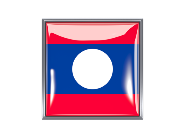 Metal framed square icon. Download flag icon of Laos at PNG format