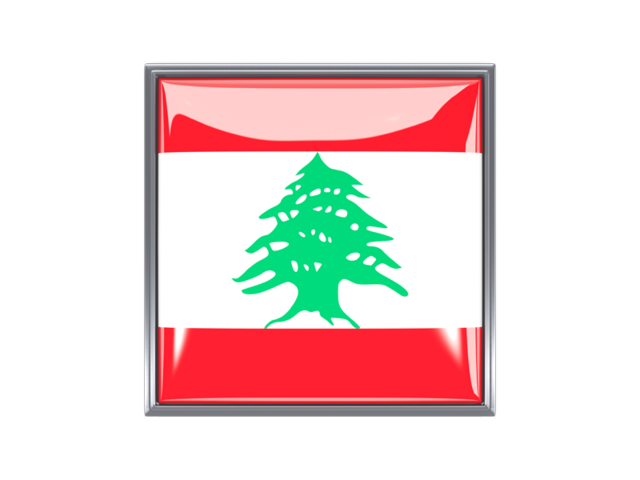 Metal framed square icon. Download flag icon of Lebanon at PNG format