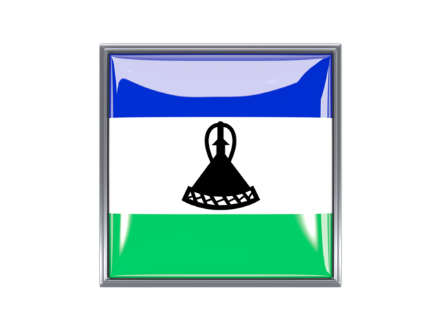 Metal framed square icon. Download flag icon of Lesotho at PNG format