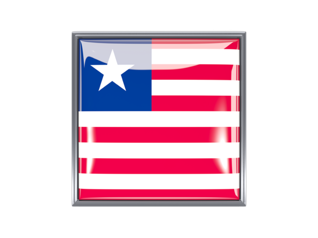Квадратная иконка с металлической рамкой. Скачать флаг. Либерия