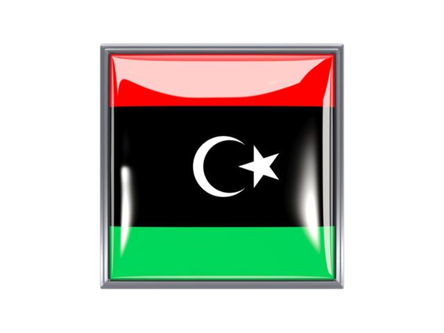 Квадратная иконка с металлической рамкой. Скачать флаг. Ливия