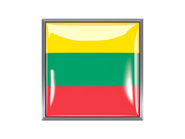 Metal framed square icon. Download flag icon of Lithuania at PNG format