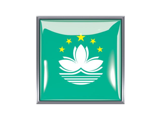 Metal framed square icon. Download flag icon of Macao at PNG format