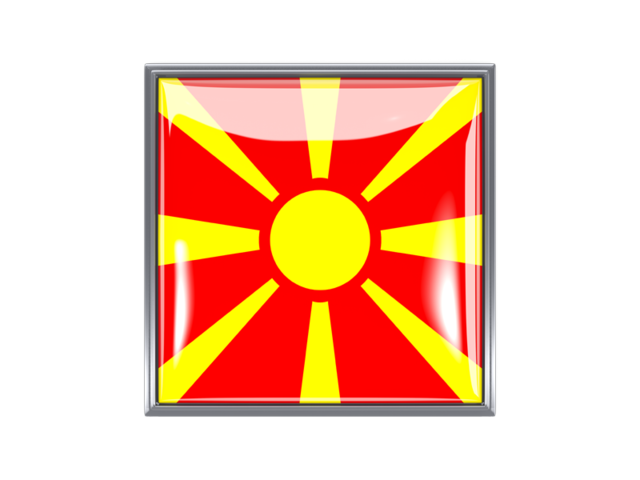 Metal framed square icon. Download flag icon of Macedonia at PNG format