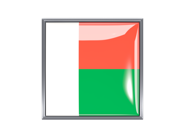 Квадратная иконка с металлической рамкой. Скачать флаг. Мадагаскар
