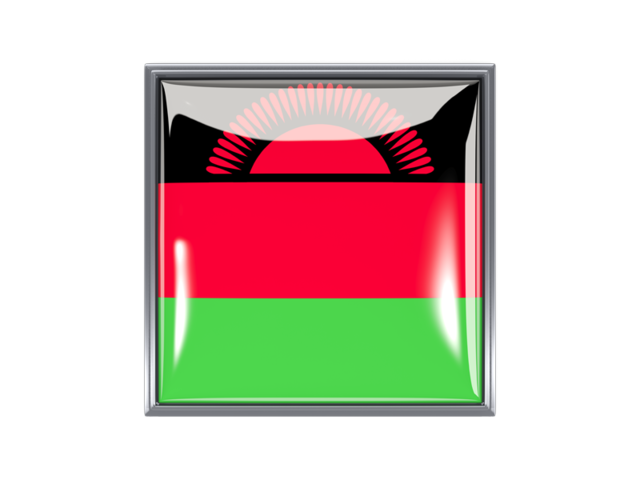 Metal framed square icon. Download flag icon of Malawi at PNG format