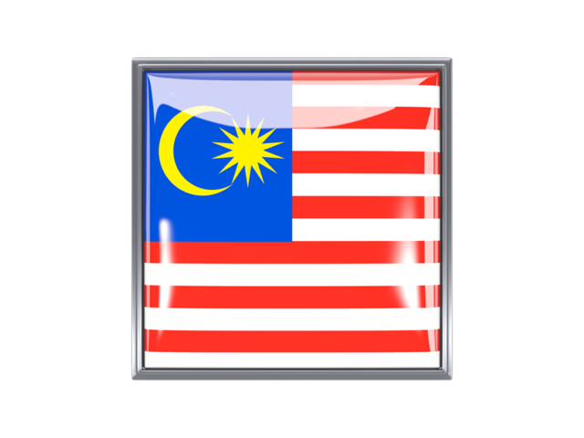 Metal framed square icon. Download flag icon of Malaysia at PNG format