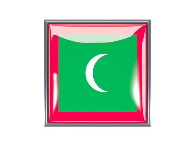 Metal framed square icon. Download flag icon of Maldives at PNG format