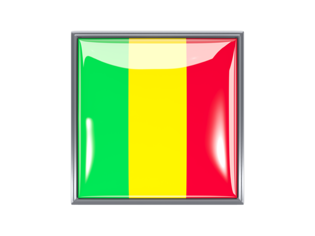 Metal framed square icon. Download flag icon of Mali at PNG format