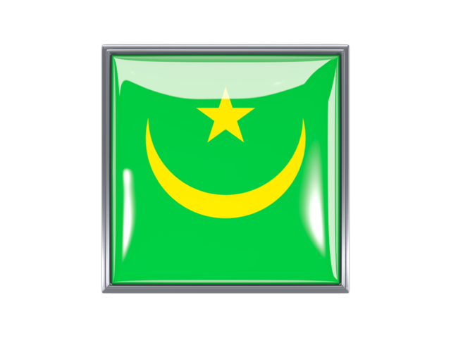 Metal framed square icon. Download flag icon of Mauritania at PNG format