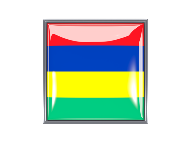 Metal framed square icon. Download flag icon of Mauritius at PNG format