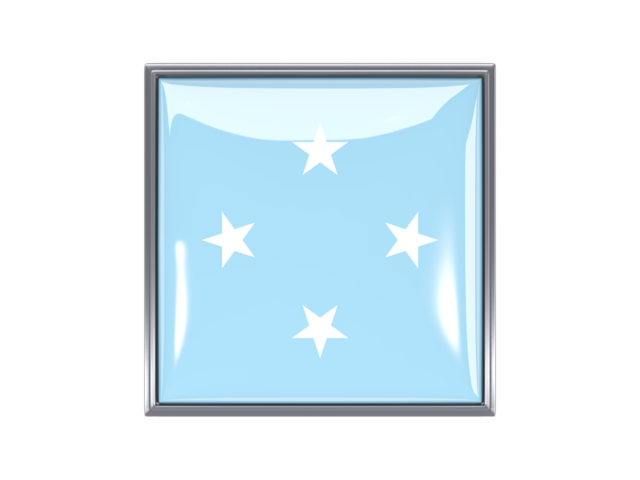 Metal framed square icon. Download flag icon of Micronesia at PNG format