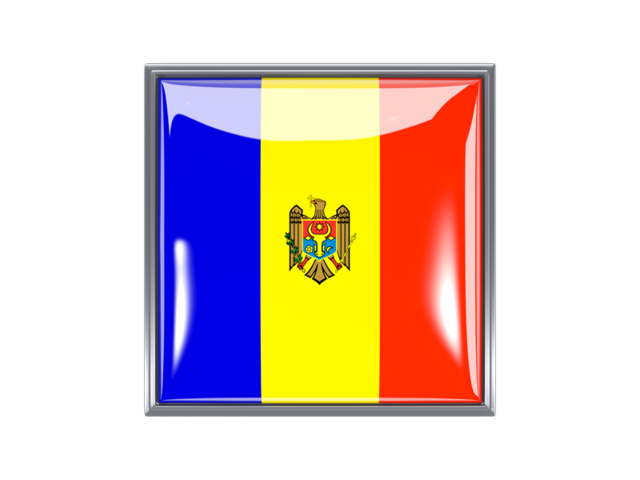 Metal framed square icon. Download flag icon of Moldova at PNG format
