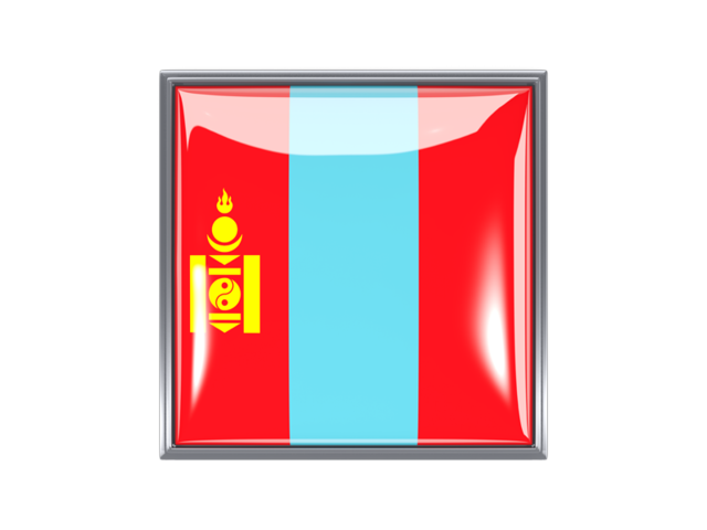 Metal framed square icon. Download flag icon of Mongolia at PNG format