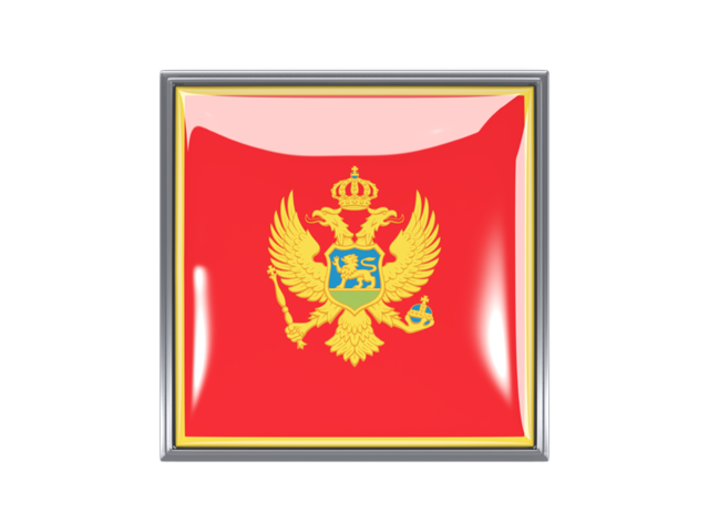 Квадратная иконка с металлической рамкой. Скачать флаг. Черногория