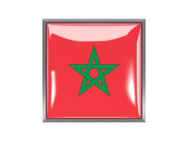 Metal framed square icon. Download flag icon of Morocco at PNG format