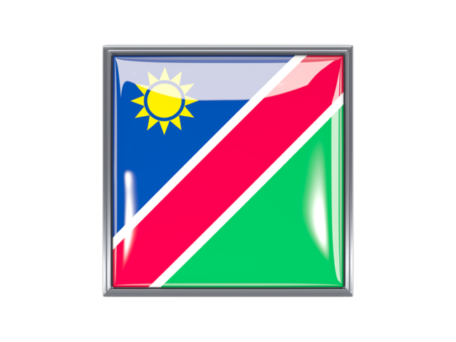 Metal framed square icon. Download flag icon of Namibia at PNG format