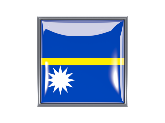 Metal framed square icon. Download flag icon of Nauru at PNG format