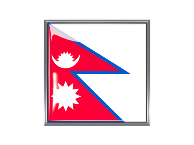 Metal framed square icon. Download flag icon of Nepal at PNG format
