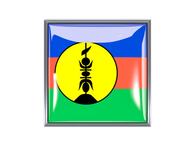 Metal framed square icon. Download flag icon of New Caledonia at PNG format