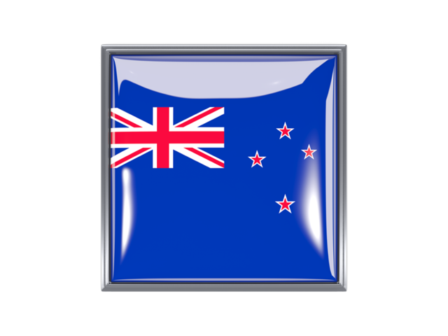Квадратная иконка с металлической рамкой. Скачать флаг. Новая Зеландия