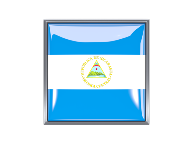 Metal framed square icon. Download flag icon of Nicaragua at PNG format