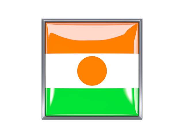 Metal framed square icon. Download flag icon of Niger at PNG format