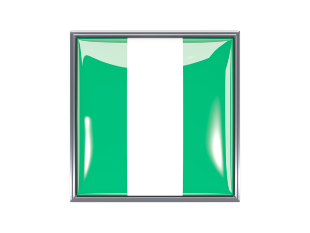 Квадратная иконка с металлической рамкой. Скачать флаг. Нигерия