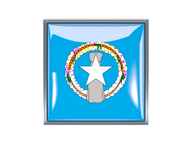 Квадратная иконка с металлической рамкой. Скачать флаг. Северные Марианские острова