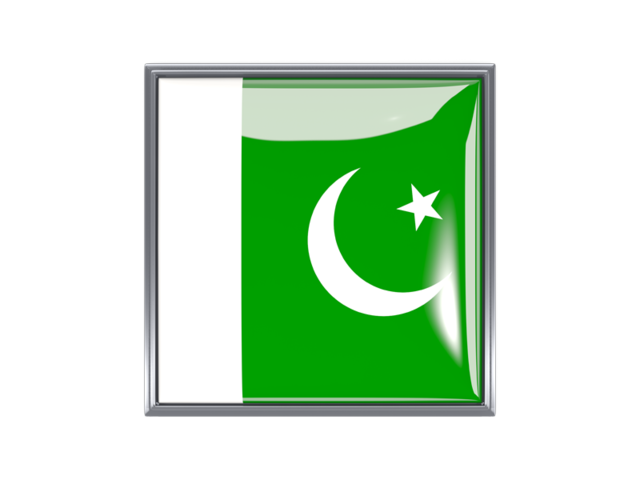 Metal framed square icon. Download flag icon of Pakistan at PNG format