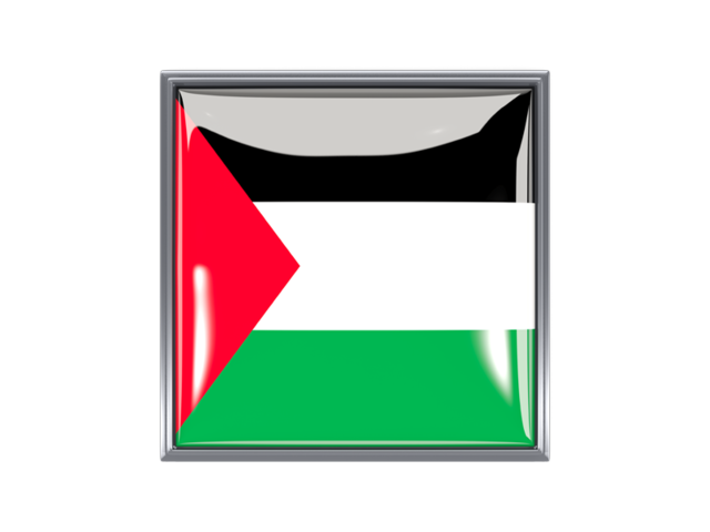 Metal framed square icon. Download flag icon of Palestinian territories at PNG format
