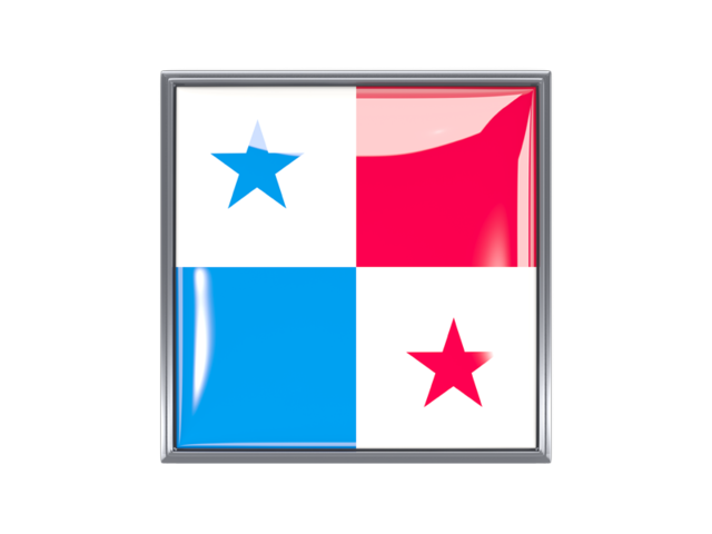 Metal framed square icon. Download flag icon of Panama at PNG format