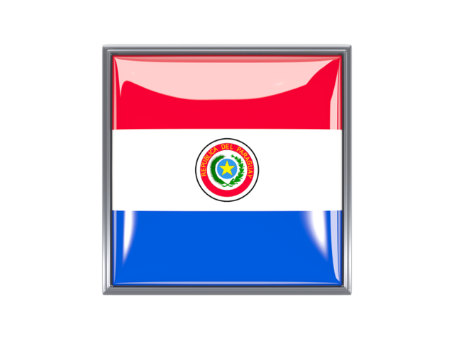 Metal framed square icon. Download flag icon of Paraguay at PNG format