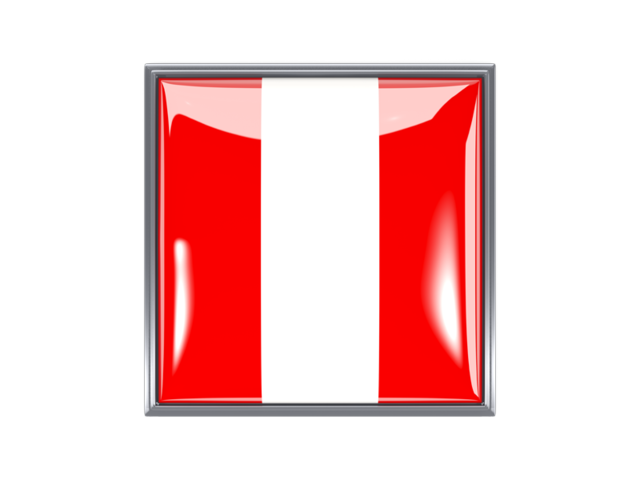 Квадратная иконка с металлической рамкой. Скачать флаг. Перу