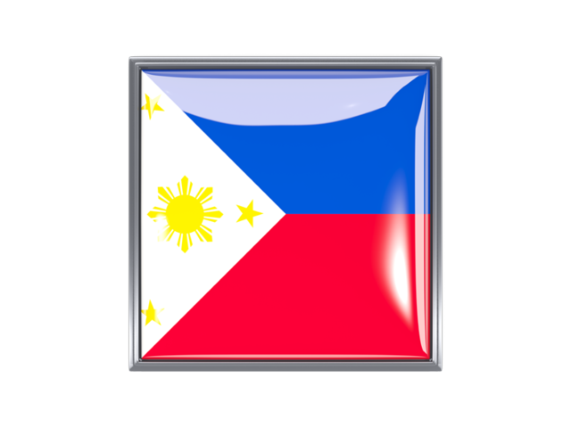 Квадратная иконка с металлической рамкой. Скачать флаг. Филиппины