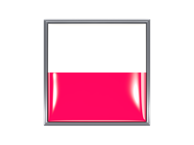 Metal framed square icon. Download flag icon of Poland at PNG format