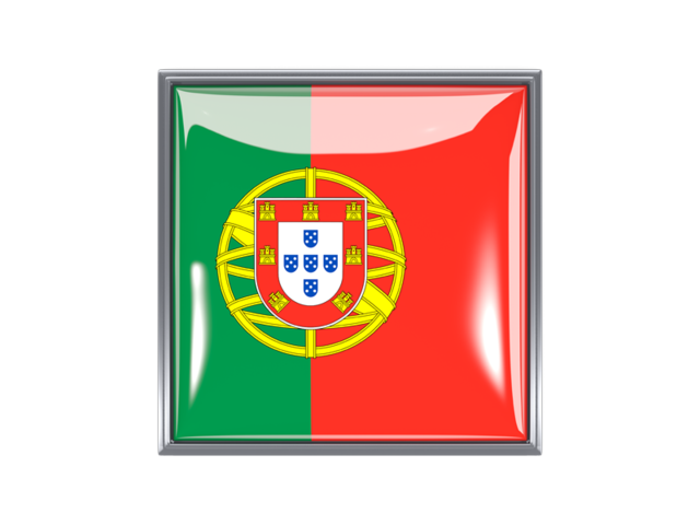 Metal framed square icon. Download flag icon of Portugal at PNG format
