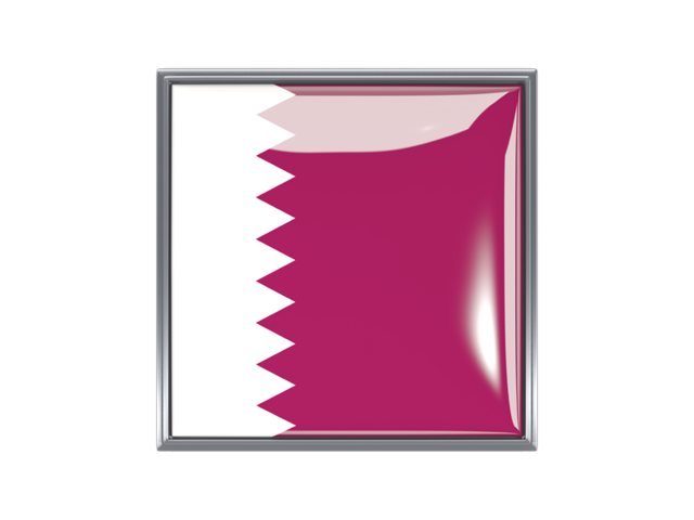 Metal framed square icon. Download flag icon of Qatar at PNG format