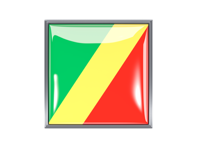 Metal framed square icon. Download flag icon of Republic of the Congo at PNG format