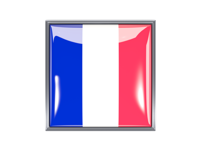 Metal framed square icon. Download flag icon of Reunion at PNG format