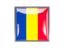 Romania. Metal framed square icon. Download icon.