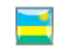 Rwanda. Metal framed square icon. Download icon.