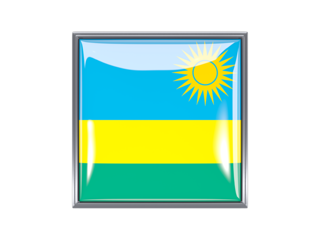 Metal framed square icon. Download flag icon of Rwanda at PNG format
