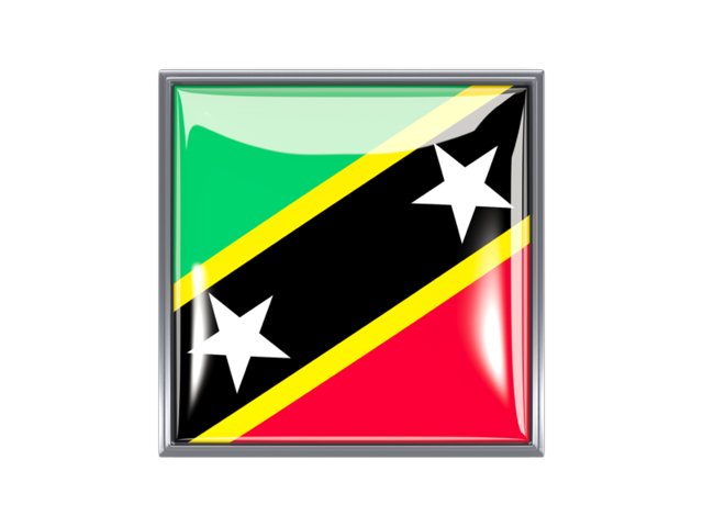 Metal framed square icon. Download flag icon of Saint Kitts and Nevis at PNG format