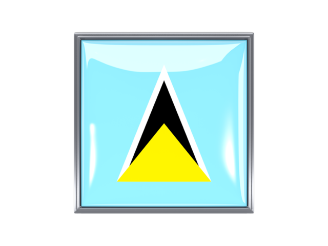 Metal framed square icon. Download flag icon of Saint Lucia at PNG format