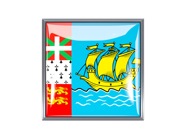 Metal framed square icon. Download flag icon of Saint Pierre and Miquelon at PNG format